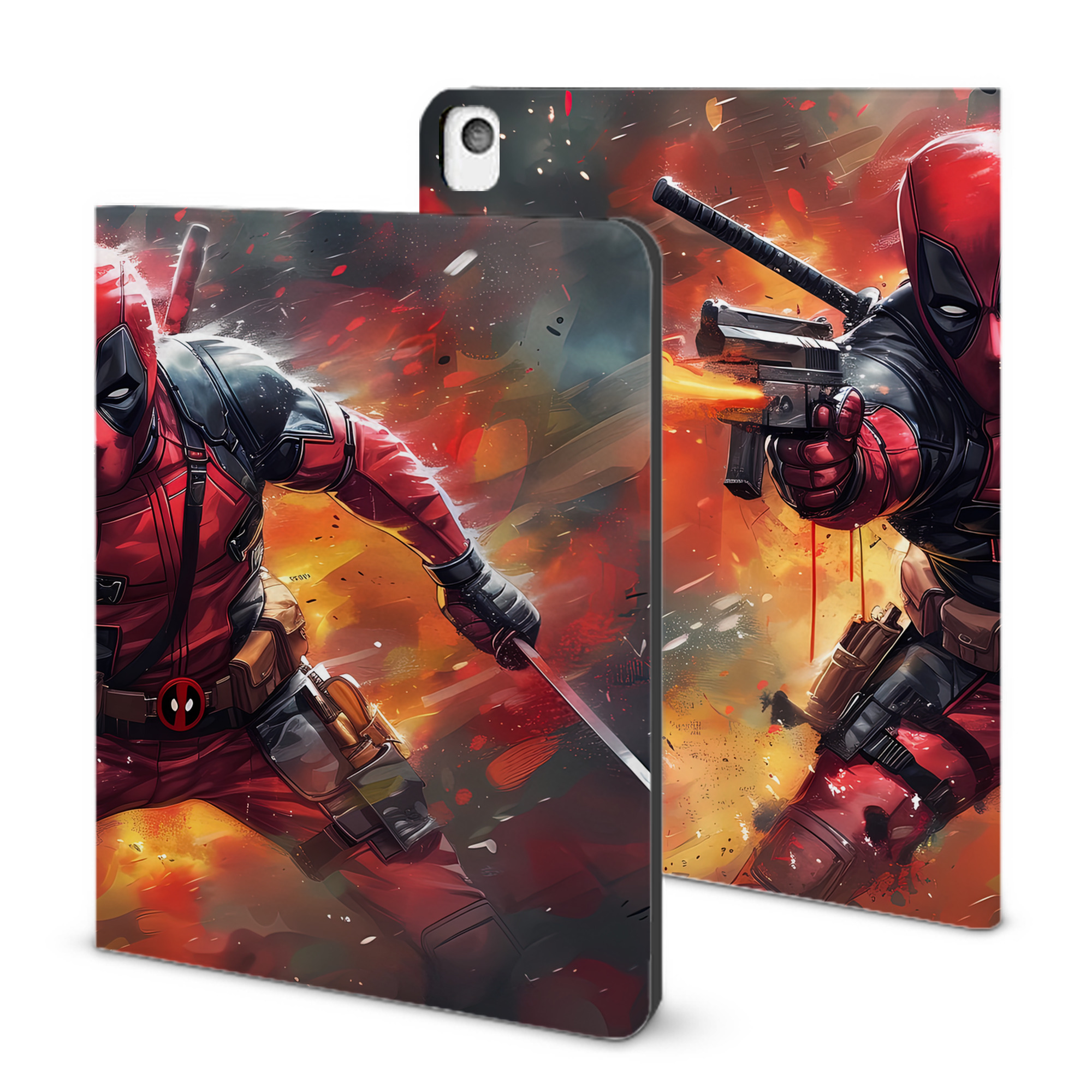 （画像用） Deadpool デッドプール IPadケース ペンホルダー付き ブックスタイルデザイン